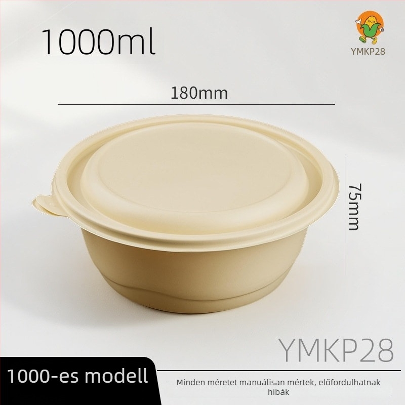 900 ml biológiailag lebomló kukoricakeményítőből készült kör alakú tál, környezetbarát élelmiszer-minőségű elvihető doboz