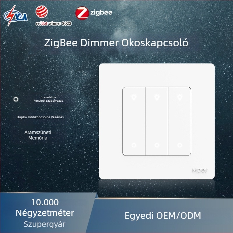 Zigbee intelligens kapcsoló lépcsőmentes fényerő-szabályozással, alkalmazásvezérléssel, időzítéssel, hangvezérléssel, többirányú kapcsoló