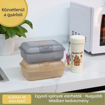 Élelmiszer-minőségű mikrosütőbe alkalmas uzsonnás doboz, vastagított zárható téglalap alakú tároló, 1–2 L, munka és iskola