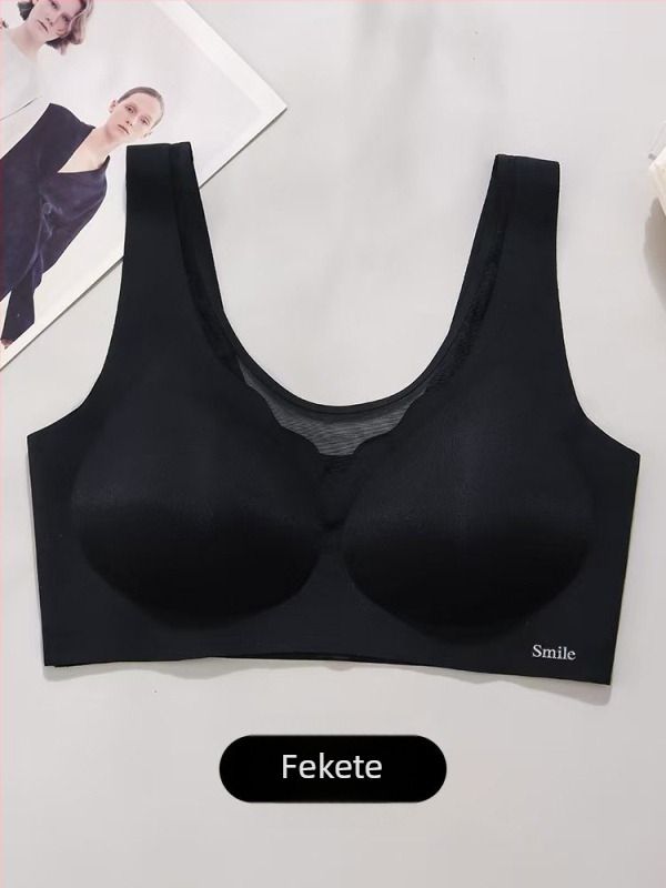 Új női vezeték nélküli melltartó, varrás nélküli, vékony kosár, nagy méret, vest-stílusú, sportos hátsó rész, rögzített kosár