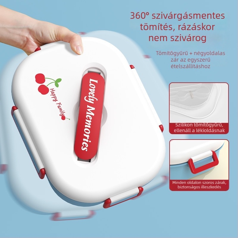 316-os rozsdamentes acélból készült egyszintes ebédes doboz szigetelt tetővel, nagy kapacitású, iskola és iroda számára