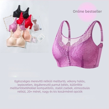 Plusz méretű melltartó masztektómia utáni protézissel és texturált mintával, bandeau csipkés vállpánt nélküli