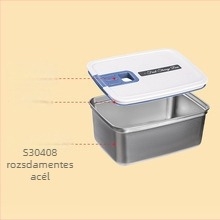 304 rozsdamentes acélból készült nagy kapacitású zárható ebéddoboz, téglalap alakú, diákok és irodai dolgozók számára, ebédet szállít, friss és meleg étele megőrzése, 1–2 L, egy rétegű, újrahasználható, mikrohullámú sütőben nem használható, nem elektromos.