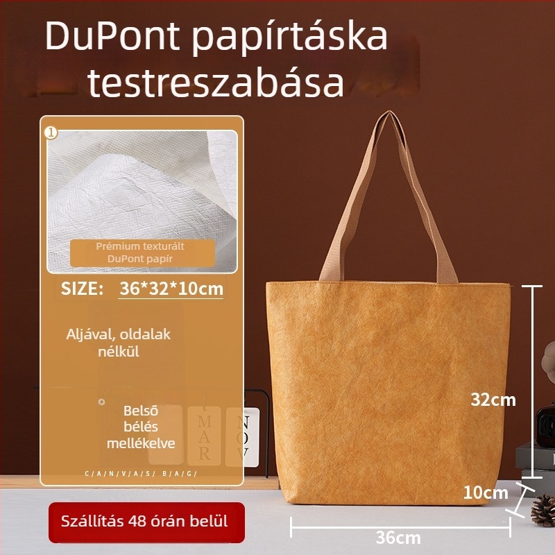 DuPont Kraft papírtáska, személyre szabható és mosható, retro kézitáska, vastagított bevásárlótáska