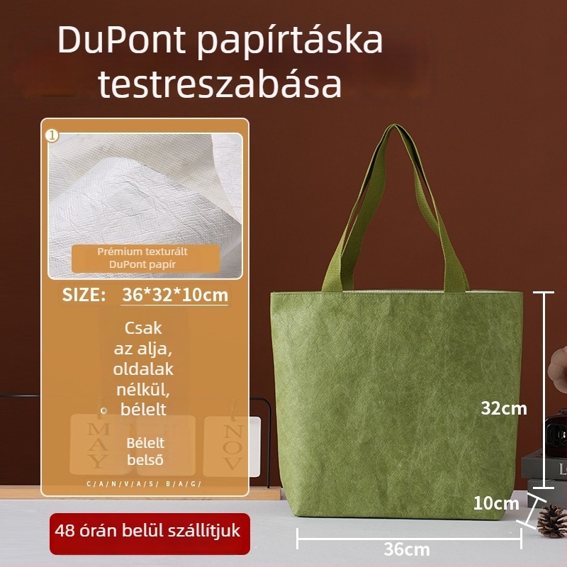 DuPont Kraft papírtáska, személyre szabható és mosható, retro kézitáska, vastagított bevásárlótáska