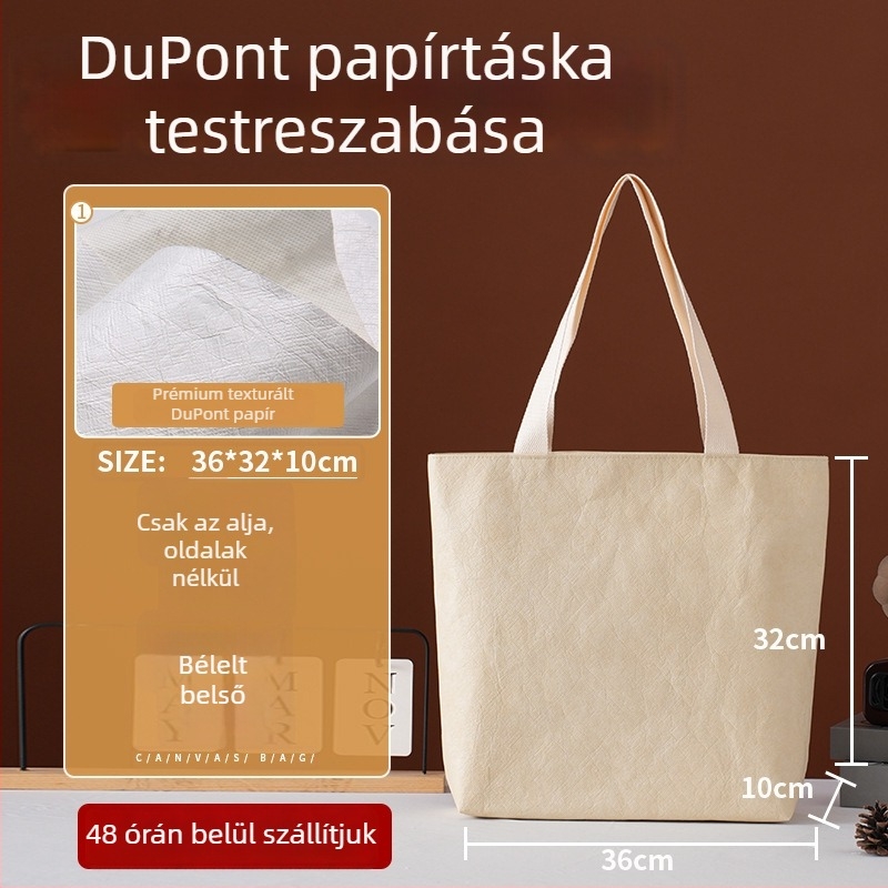 DuPont Kraft papírtáska, személyre szabható és mosható, retro kézitáska, vastagított bevásárlótáska