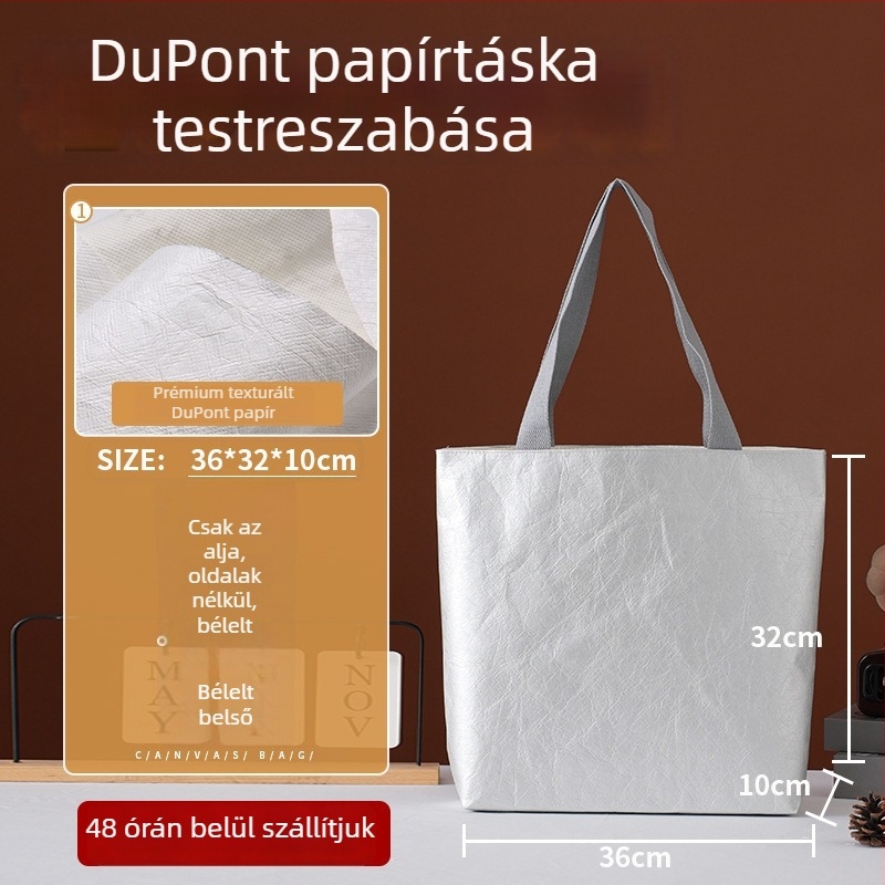 DuPont Kraft papírtáska, személyre szabható és mosható, retro kézitáska, vastagított bevásárlótáska
