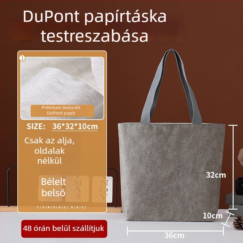 DuPont Kraft papírtáska, személyre szabható és mosható, retro kézitáska, vastagított bevásárlótáska