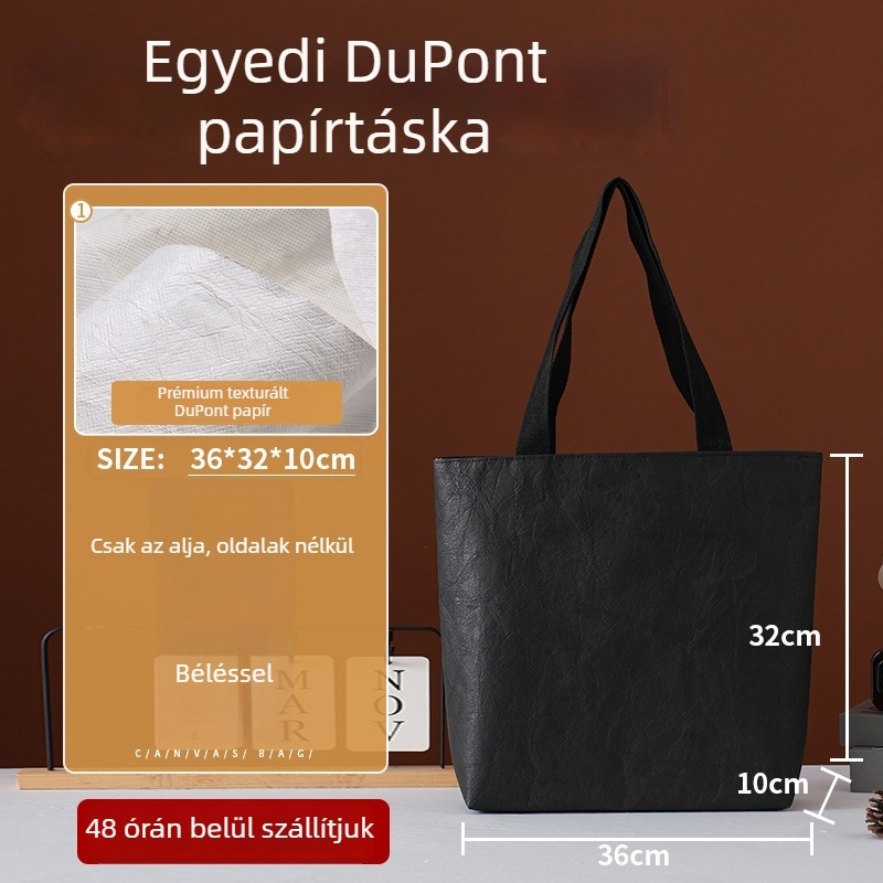 DuPont Kraft papírtáska, személyre szabható és mosható, retro kézitáska, vastagított bevásárlótáska