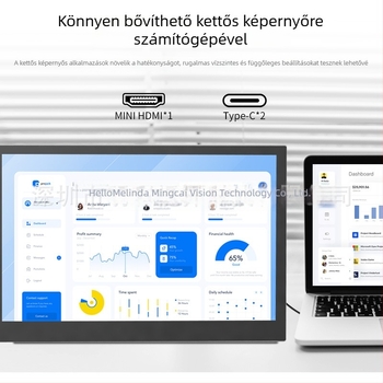 14 vagy 15,6 hüvelykes alumínium ötvözetű hordozható monitor, másodlagos kijelző laptophoz, Full HD IPS képernyő