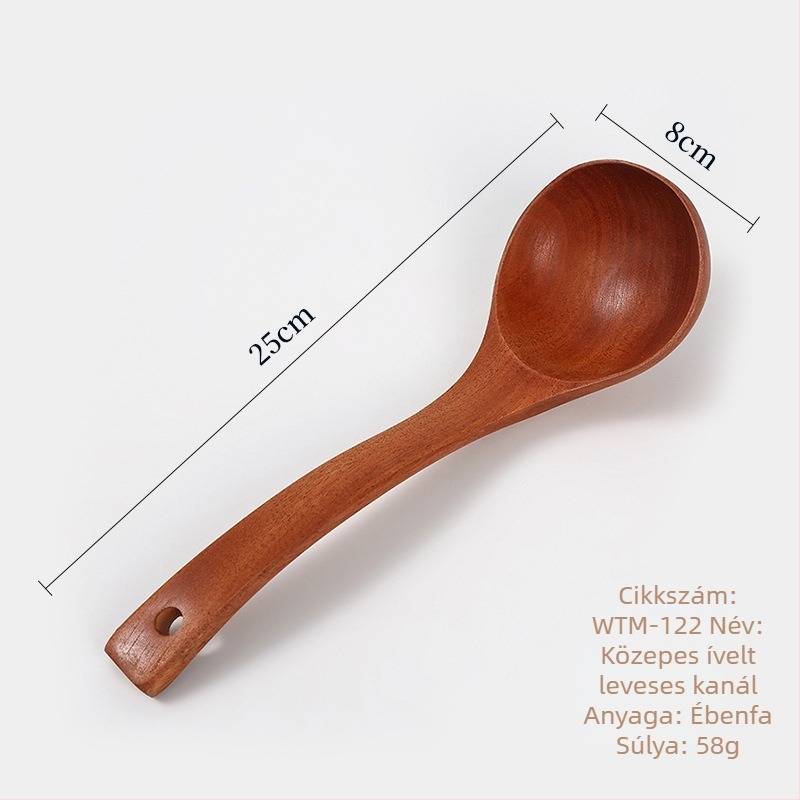 Hosszú nyelű fa spatula készlet főzéshez: spatula a wokhoz, leveskanál és rizskanal