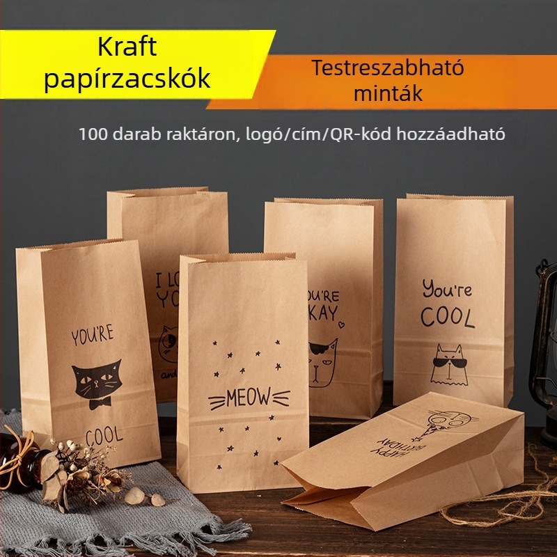 Személyre szabott karácsonyi cartoon ajándéktáska kraft papírból nugát csomagoláshoz