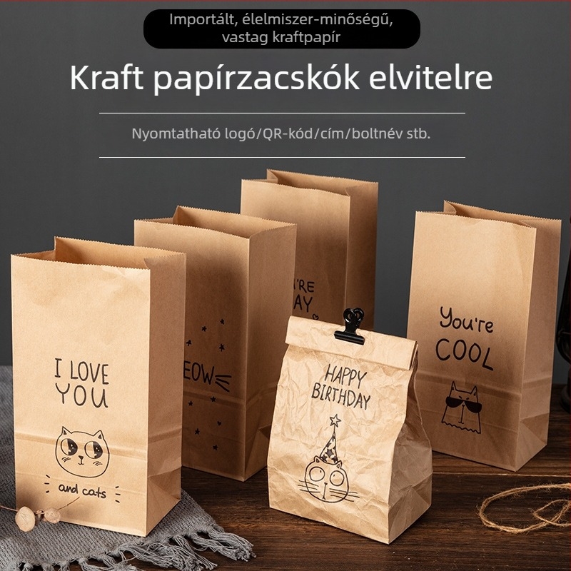 Személyre szabott karácsonyi cartoon ajándéktáska kraft papírból nugát csomagoláshoz