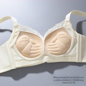 Csipkés melltartó merevítő nélkül, 4 cm vastagított kosár, push-up kis mellhez