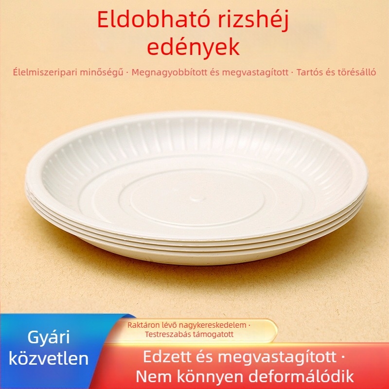 Élelmiszer-minőségű egyszer használatos rizshéjból készült tányérok, vastagított változatban, BBQ standokra