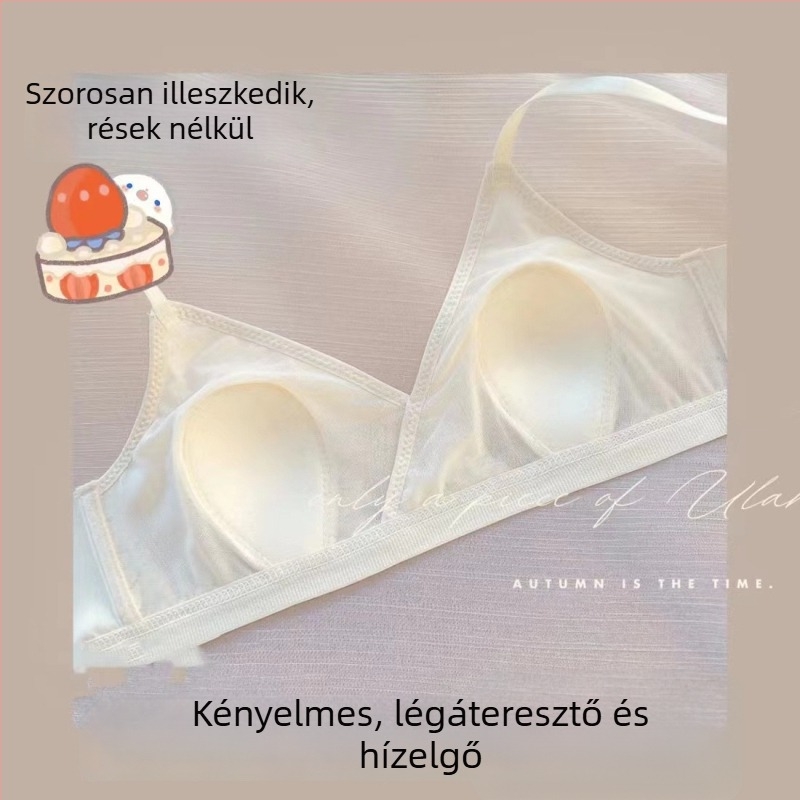 Ultra vékony francia stílusú háromszögkosaras női melltartó, drót nélküli, 3/4-ös habos kosárral, formázó és kényelmes.