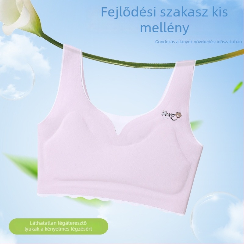 Lányoknak: könnyű, varrás nélküli, vékony betéttel, lélegző nylon anyagú melltartó