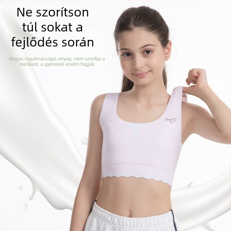 Lányoknak: könnyű, varrás nélküli, vékony betéttel, lélegző nylon anyagú melltartó