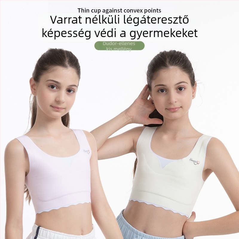 Lányoknak: könnyű, varrás nélküli, vékony betéttel, lélegző nylon anyagú melltartó