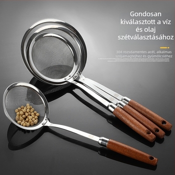 304 rozsdamentes acél, konyhai finom hálós szita, szójatej szűrésére, gombócok és wontonok, nagy méret