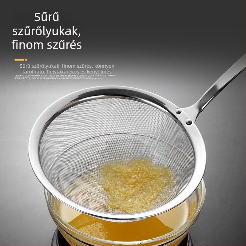 304 rozsdamentes acél, konyhai finom hálós szita, szójatej szűrésére, gombócok és wontonok, nagy méret