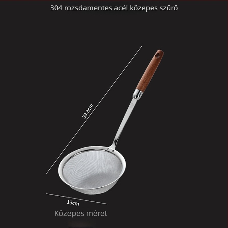 304 rozsdamentes acél, konyhai finom hálós szita, szójatej szűrésére, gombócok és wontonok, nagy méret