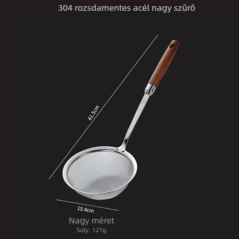 304 rozsdamentes acél, konyhai finom hálós szita, szójatej szűrésére, gombócok és wontonok, nagy méret