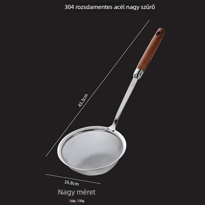304 rozsdamentes acél, konyhai finom hálós szita, szójatej szűrésére, gombócok és wontonok, nagy méret