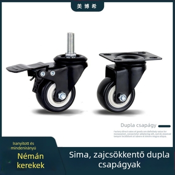 Meiboshi nylon univerzális kerék csapágyas, fekete, 1,5-2 hüvelyk, ipari kerék bútorokhoz és poggyászhoz