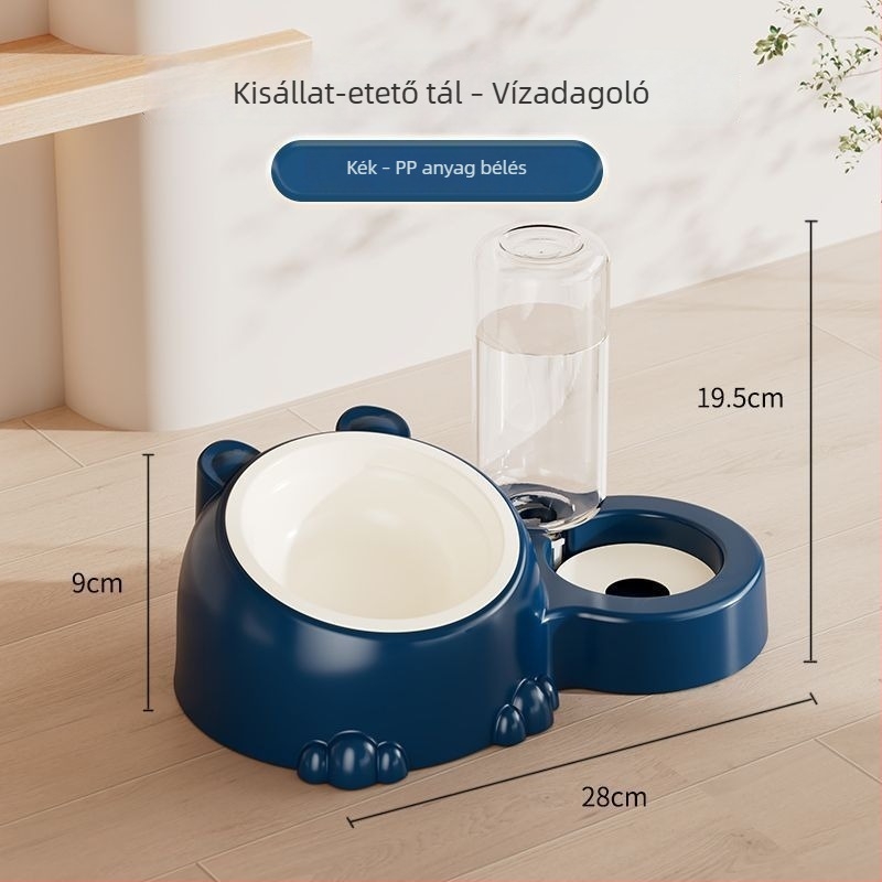 Automata nagy kapacitású víz- és etetőtál háziállatok számára, dupla tál, rozsdamentes acélból