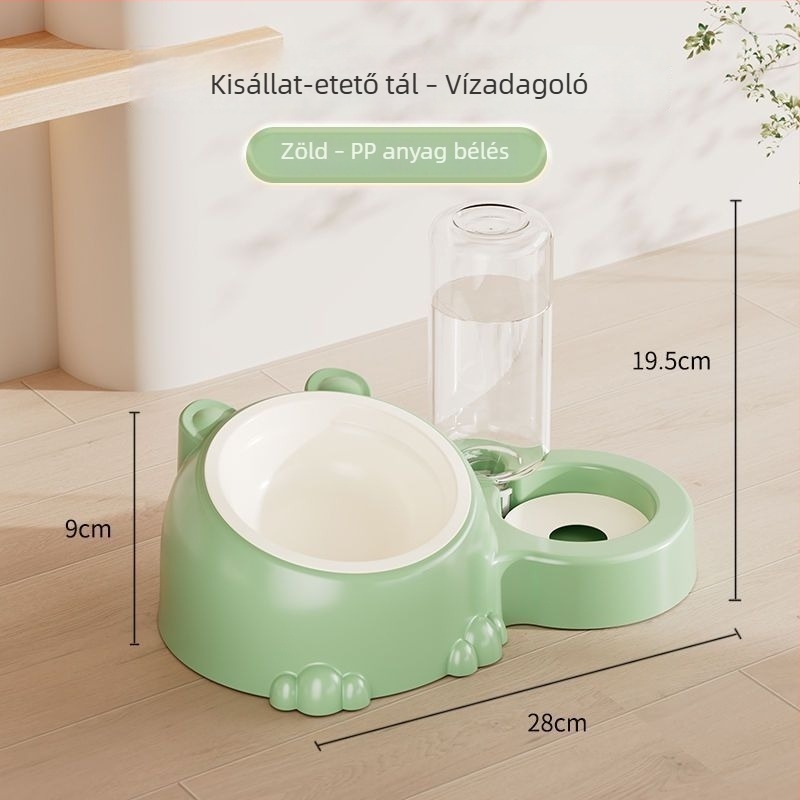 Automata nagy kapacitású víz- és etetőtál háziállatok számára, dupla tál, rozsdamentes acélból