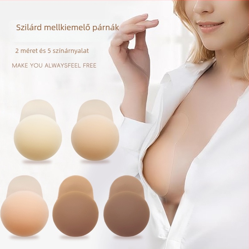 Szilikon mellfelvarró tapaszok, láthatatlan melltartó, anti-lógás, sötét szín