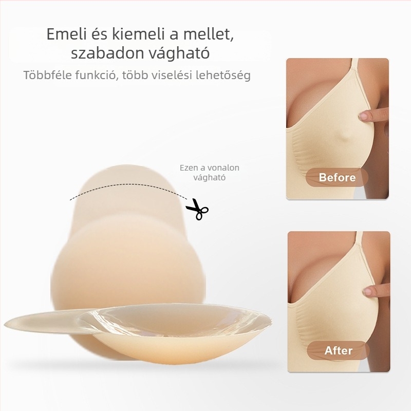 Szilikon mellfelvarró tapaszok, láthatatlan melltartó, anti-lógás, sötét szín