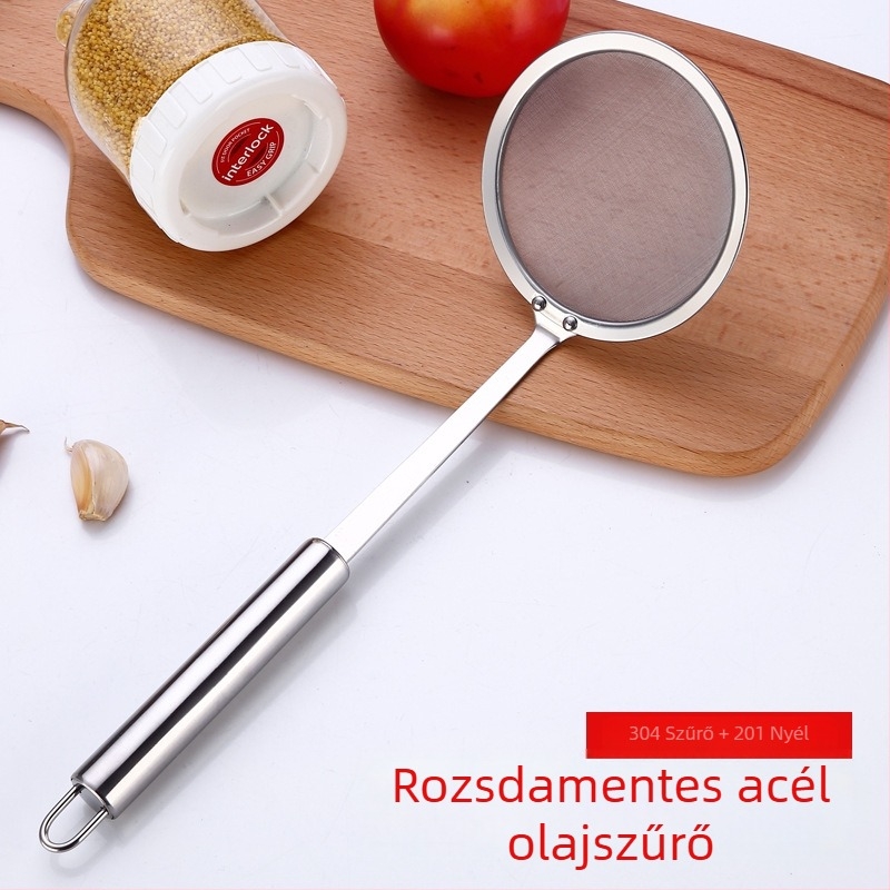 304 rozsdamentes acél finom szűrő olajkanál – konyhai használatra, forró fazék és leves számára