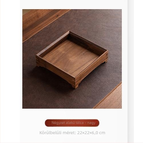 Walnut tömörfa teás tálca tároló dobozzal és nassolnivaló teás tányér – Teaceremónia kiegészítők