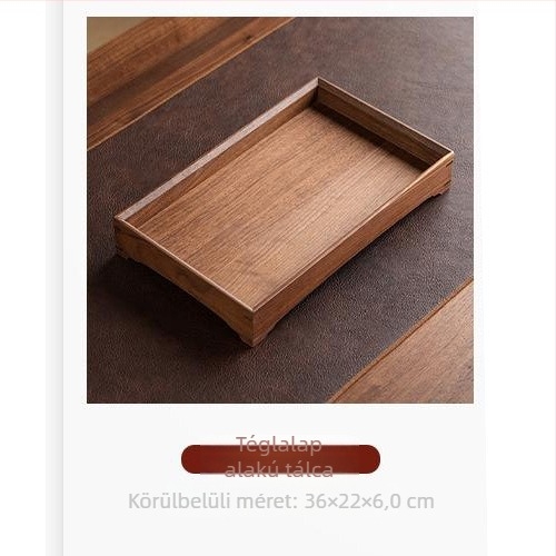 Walnut tömörfa teás tálca tároló dobozzal és nassolnivaló teás tányér – Teaceremónia kiegészítők