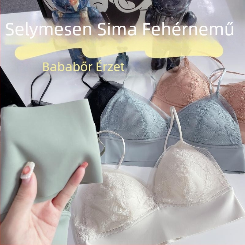 Japán tündér csipkés fehérnemű, francia háromszög kosaras latex vékony, varrás nélküli, vezeték nélküli push-up melltartó nőknek