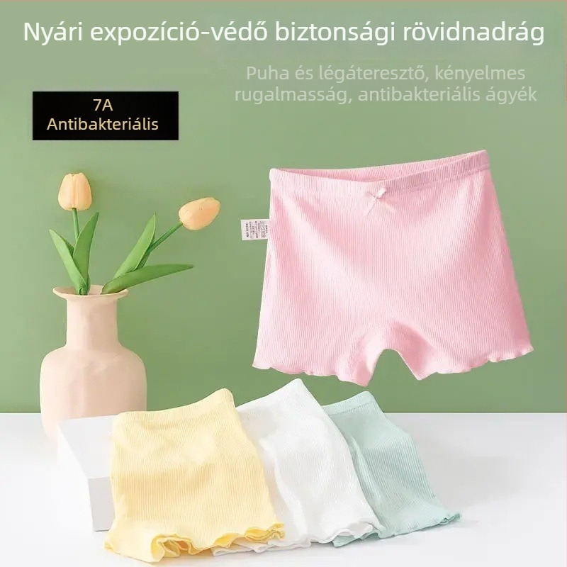 7A antibakteriális lányoknak szánt biztonsági rövidnadrág és alsónemű, 2 az 1-ben boxer brief, átlátszatlanság elleni, kényelmes és puha, 3–8 éveseknek