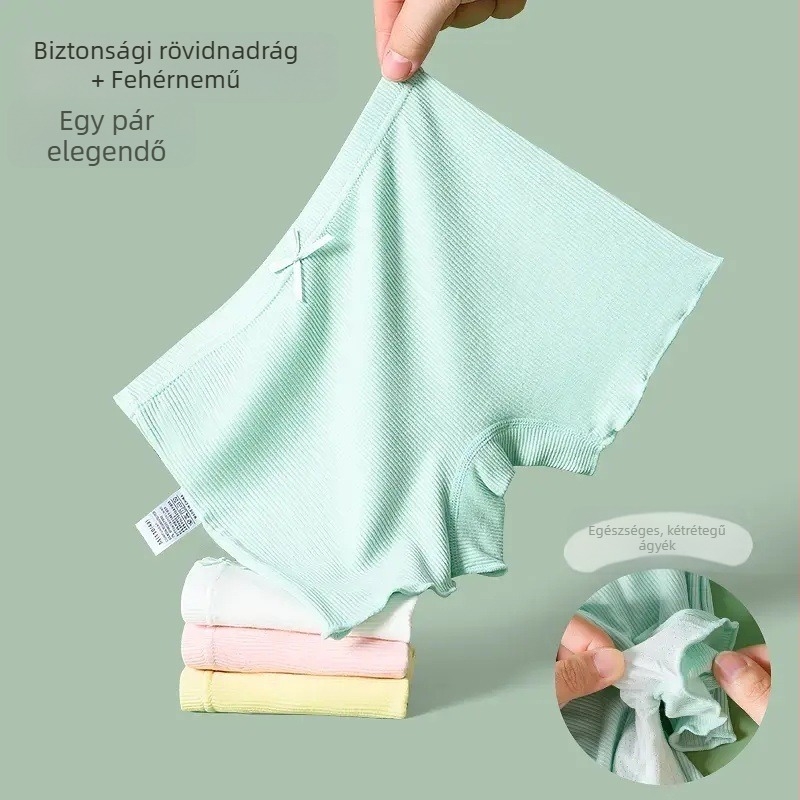 7A antibakteriális lányoknak szánt biztonsági rövidnadrág és alsónemű, 2 az 1-ben boxer brief, átlátszatlanság elleni, kényelmes és puha, 3–8 éveseknek