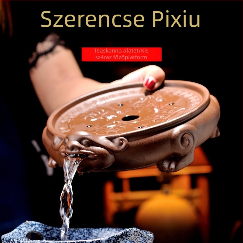 Purple Sand teáskanna tartó és tea készlet: tartó teáskannához, teázás alátét, száraz‑szárító alap, teáscsésze és tálca — Kung Fu tea készlet