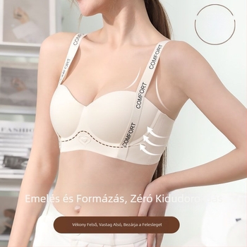 Varrásmentes női melltartó kis keblekhez, push-up hatással és formázással, merevítő nélkül, állítható szabású a gyönyörű hátsó részért