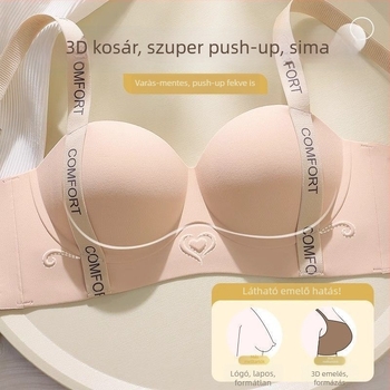 Varrásmentes női melltartó kis keblekhez, push-up hatással és formázással, merevítő nélkül, állítható szabású a gyönyörű hátsó részért