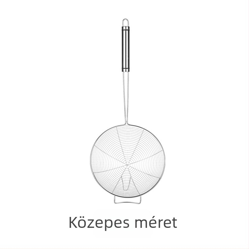 Nagy méretű rozsdamentes acél konyhai szűrő kampóval – ideális forró fazekakhoz, sütéshez és tésztához
