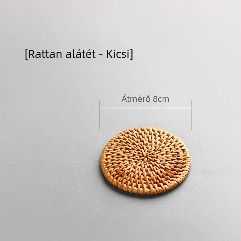 Rattan poháralátét és teáskanna alátét, hőszigetelő párna az asztalhoz, teáskészlet-kiegészítők