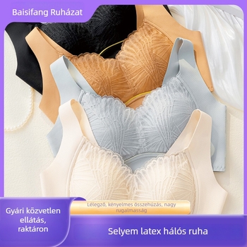 Latex alvó melltartó-vest Mulberry selyem béléssel, nagy méret, szexi formázó hatás, vékony kosár, csipke, 3/4 kosár, testre szabható