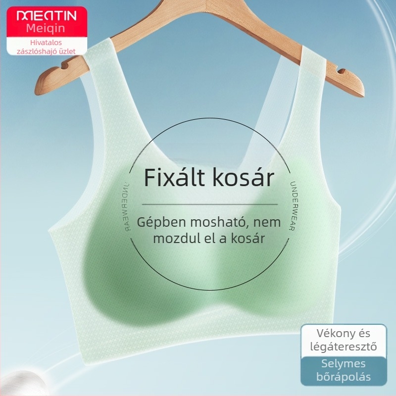 Mogyorófától származó selyem ultra vékony, lélegző, hűsítő, varrat nélküli melltartó fix kosarakkal
