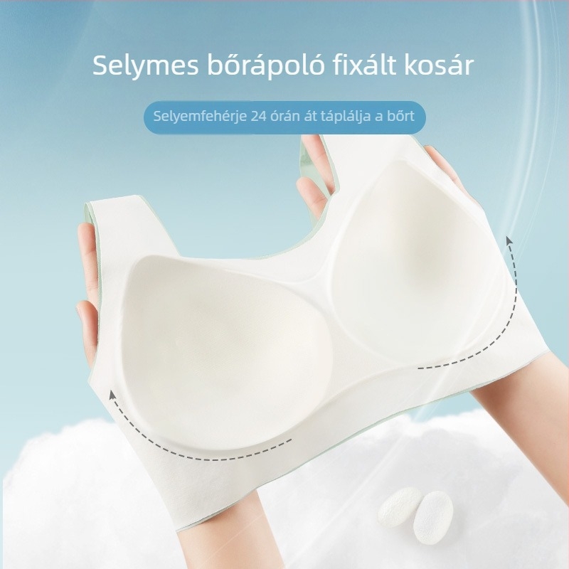 Mogyorófától származó selyem ultra vékony, lélegző, hűsítő, varrat nélküli melltartó fix kosarakkal