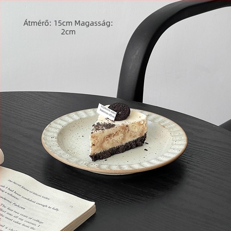 Francia retro kerámia desszerttányér, sekély snacktál, egyszínű étkészlet, elegáns délutáni teás tál