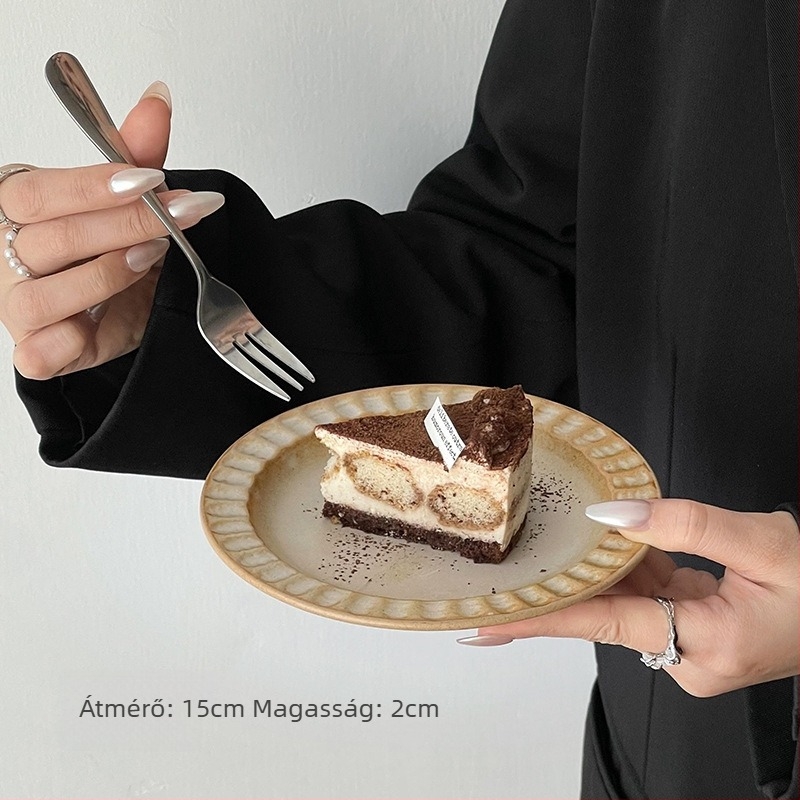 Francia retro kerámia desszerttányér, sekély snacktál, egyszínű étkészlet, elegáns délutáni teás tál