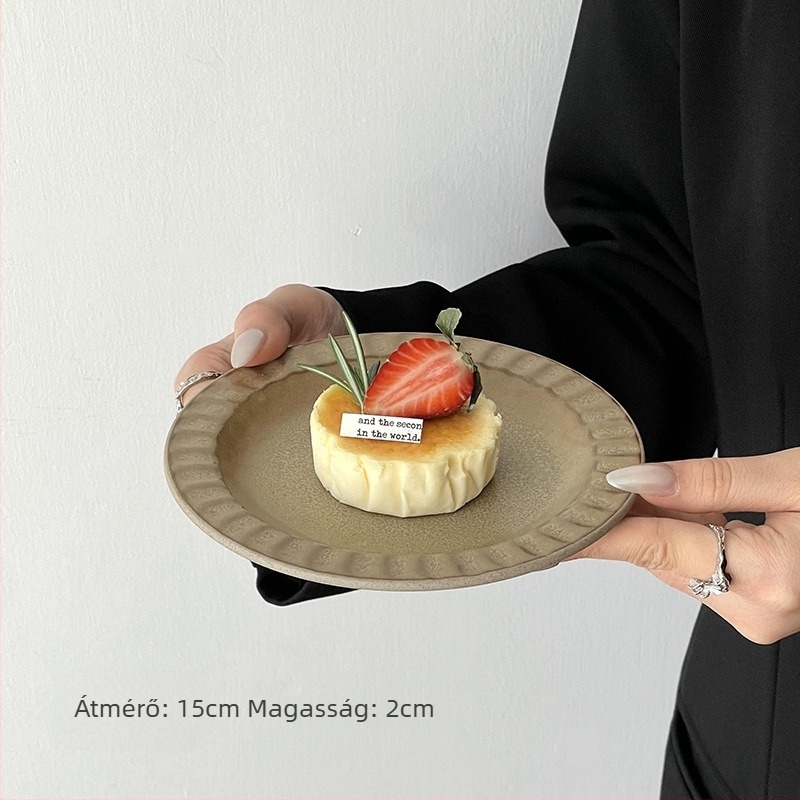 Francia retro kerámia desszerttányér, sekély snacktál, egyszínű étkészlet, elegáns délutáni teás tál